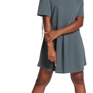 UGG Women's Norina Dress Size Medium Blue Short Sleeve Crew Neck Organic Cotton